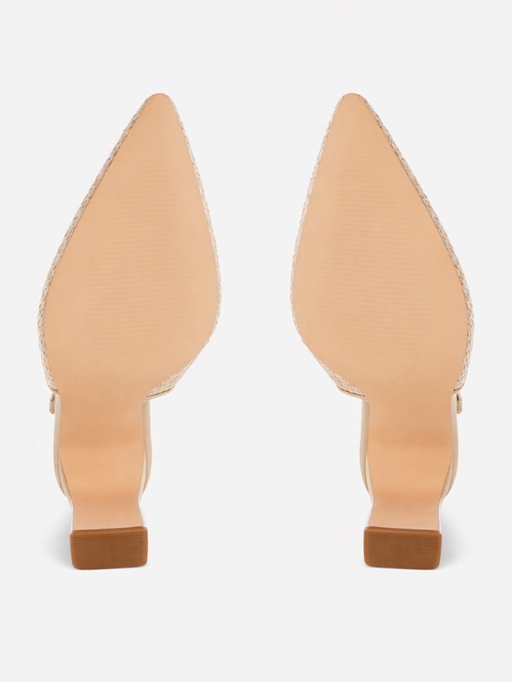 Pointed Slingback Flats in Natural Woven Beige - Picture 6 of 8